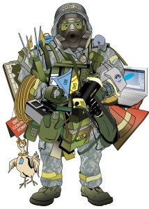 Prepper Geek with equipment and gear